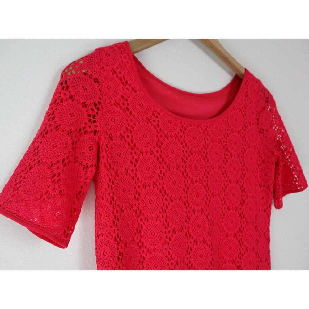 Lilly Pulitzer Girls XL Topanga Dress Crochet Breakers Lace Coral - Picture 7 of 9